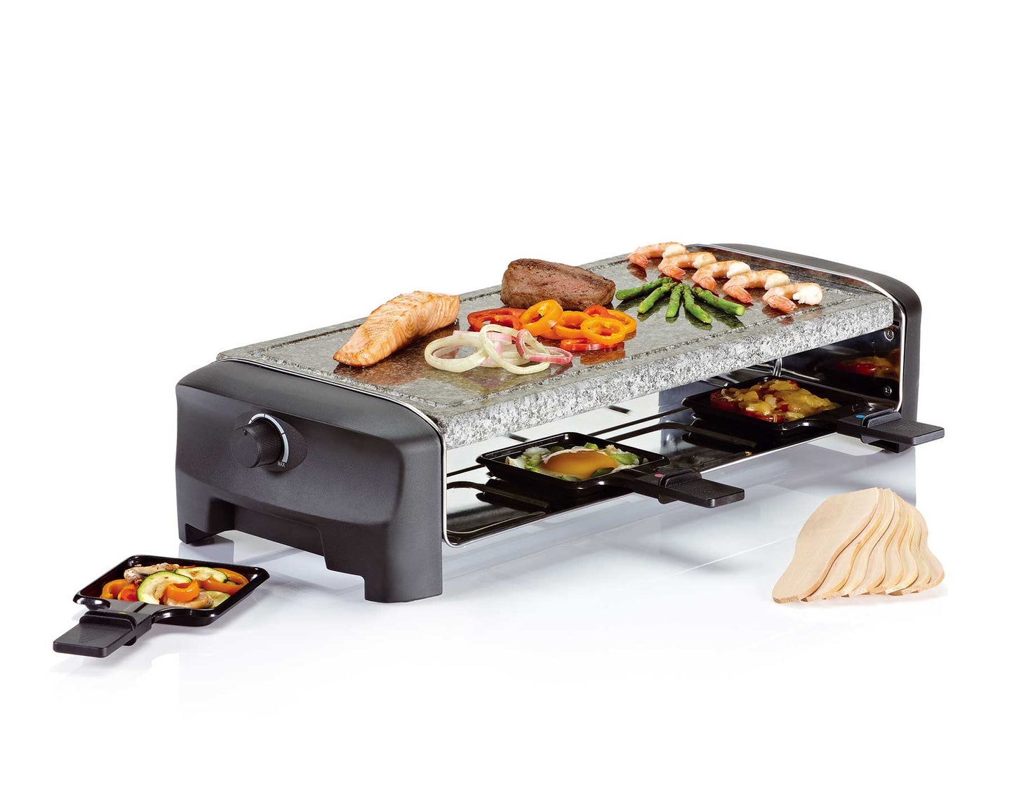 Raclette Gourmet Grill und Stein, 8er - kitchen-more.ch